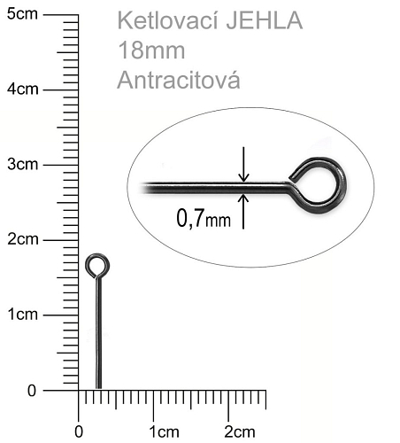 Ketlovací JEHLA  velikost 18mm. Barva antracitová..