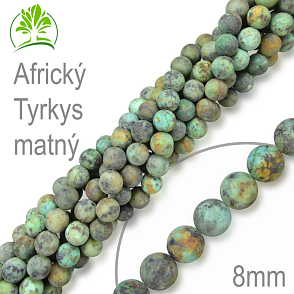 Korálky z minerálů Africký Tyrkys matný přírodní polodrahokam. Velikost pr.8mm. Balení 10Ks.