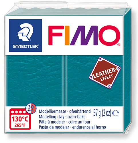 FIMO LEATHER efekt barva ZELENÁ LAGUNA č.369 balení  57g