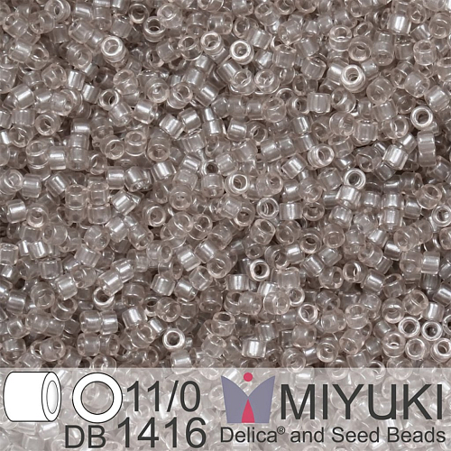 Korálky Miyuki Delica 11/0. Barva Transparent Light Taupe DB1416. Balení 5g