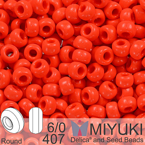 Korálky Miyuki Round 6/0. Barva 407 Op Vermilion Red. Balení 5g