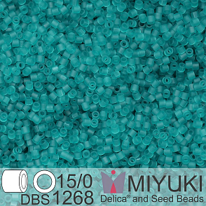 Korálky Miyuki Delica 15/0. Barva DBS 1268 Matte Transparent Caribbean Teal. Balení 2g.