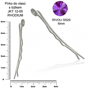 Komponent PÍRKO do vlasů s lůžkem. Ozn.-JKT 12-05. Barva rhodium.