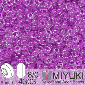 Korálky Miyuki Round 8/0. Barva 4303  Luminous Plum Crazy. Balení 5g