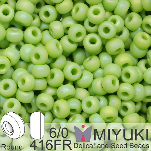 Korálky Miyuki MIX Round 6/0. Barva 416FR Matte Opaque Chartreuse AB. Balení 5g