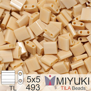 Korálky MIYUKI tvar TILA BEADS velikost 5x5mm. Barva TL 493 Opaque Pear. Balení 5g.