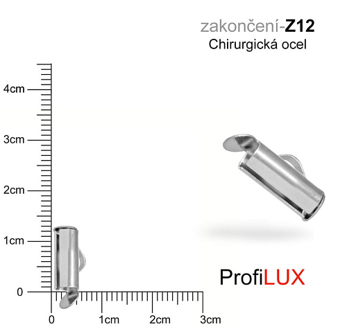 Zakončení na náramky chirurgická ocel. Ozn. Z12. Velikost otvor 3,5mm délka 12mm.