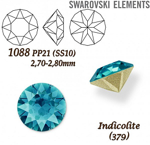 SWAROVSKI ELEMENTS 1088 XIRIUS Chaton PP21 (SS10)  2,70-2,80mm barva INDICOLITE (379).