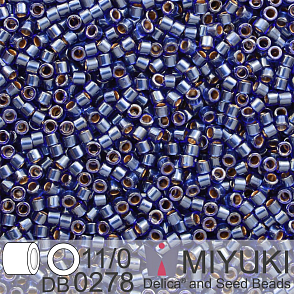 Korálky Miyuki Delica 11/0. Barva Lined Cobalt Luster DB0278. Balení 5g