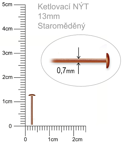 Ketlovací Nýt  velikost 13mm. Barva staroměděná.