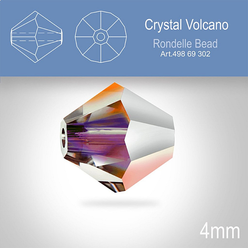 PRECIOSA Bicone MC BEAD (sluníčko) velikost 4mm. Barva CRYSTAL VOLCANO. Balení 31ks .