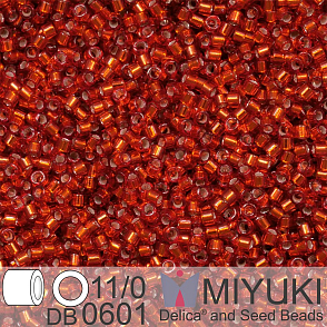 Korálky Miyuki Delica 11/0. Barva Dyed S/L Dk Burnt Orange  DB0601. Balení 5g