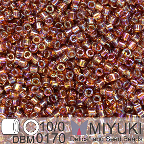 Korálky Miyuki Delica 10/0. Barva  Transparent Topaz AB DBM0170. Balení 5g.