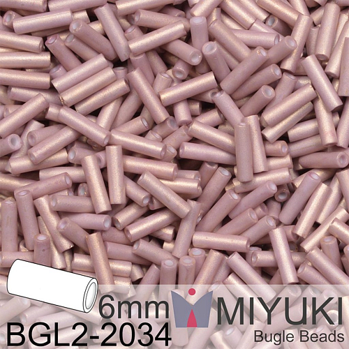 Korálky Miyuki Bugle Bead 6mm. Barva BGL2-2034 Matte Antique Rose Gold. Balení 10g.