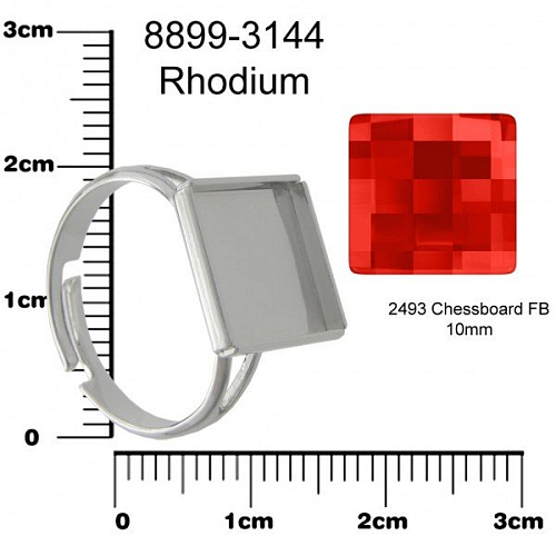 PRSTEN na SWAROVSKI Chessboard FB 10mm . Barva rhodium. Ozn-8899-3144. 