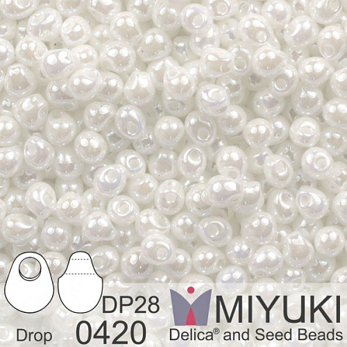 Korálky Miyuki Drop 2,8mm. Barva 0420 White Pearl Ceylon . Balení 5g.