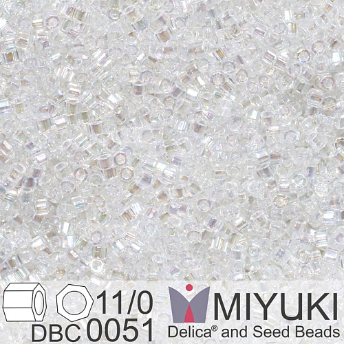 Korálky Miyuki Delica (fazetované) 11/0. Barva Crystal AB Cut DBC0051. Balení 5g.