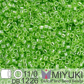 Korálky Miyuki Delica 11/0. Barva Tr Lime Luster DB1226. Balení 5g