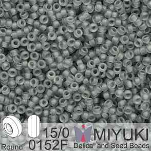 Korálky Miyuki Round 15/0. Barva 0152F Matte Tr Gray AB. Balení 5g