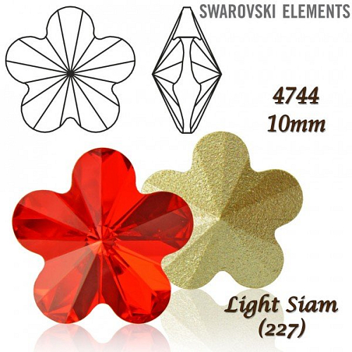 SWAROVSKI ELEMENTS Flower Fancy 4744 barva LIGHT SIAM (227) velikost 10mm