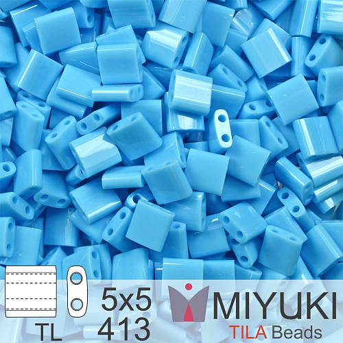 Korálky MIYUKI tvar TILA BEADS velikost 5x5mm. Barva TL-413 Opaque Turquoise Blue. Balení 5g.