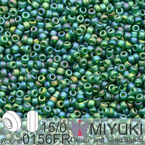 Korálky Miyuki Round 15/0. Barva 0156FR Matte Tr Dk Emerald AB. Balení 5g