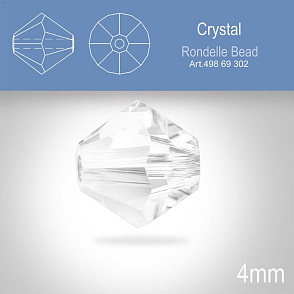 PRECIOSA Bicone MC BEAD (sluníčko) velikost 4mm. Barva CRYSTAL. Balení 31ks .