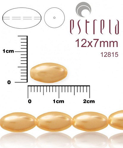 VOSKOVANÉ korále tvar ovál. Velikost 12x7mm. Barva 12815 (meruňková). Balení 10ks na návleku. 