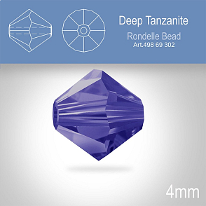 PRECIOSA Bicone MC BEAD (sluníčko) velikost 4mm. Barva TANZANITE. Balení 31ks .