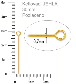 Ketlovací JEHLA  velikost 28mm. Barva zlatá.