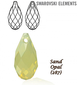 Swarovski 6010 Briolette Pendant 13x6,5mm. Barva SAND OPAL