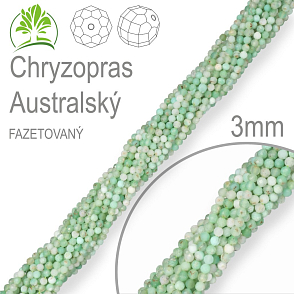 Korálky z minerálů Chryzopras Australský Fazetovaný  přírodní polodrahokam. Velikost pr.3mm. Balení 130Ks.