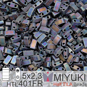 Korálky Miyuki Half Tila. Barva Matte Black AB HTL 401FR  Balení 3g