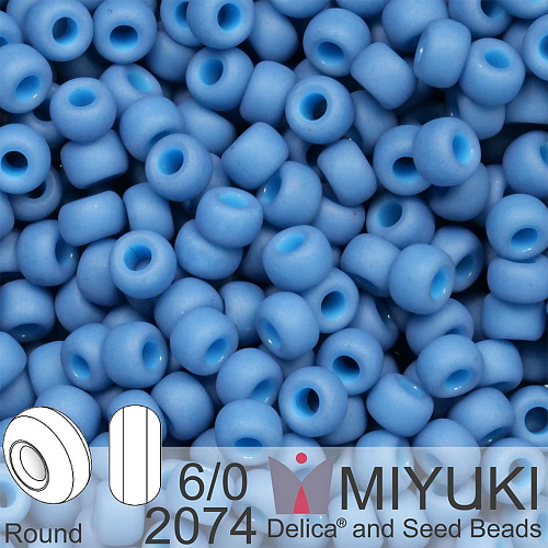 Korálky Miyuki MIX Round 6/0. Barva 2074 Matte Opaque Pale Denim Luster. Balení 5g