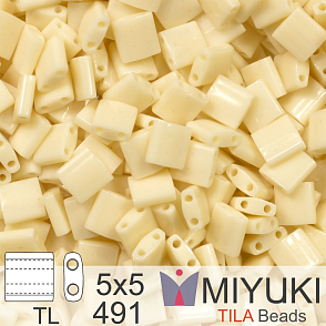 Korálky MIYUKI tvar TILA BEADS velikost 5x5mm. Barva TL 491 Ivory Pearl Ceylon Luster. Balení 5g.