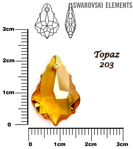 SWAROVSKI  Baroque Pendant barva TOPAZ velikost 22x15mm