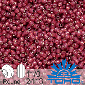 Korálky TOHO tvar ROUND (kulaté). Velikost 11/0. Barva č. 2113-Silver-Lined Milky Pomegranate . Balení 8g.