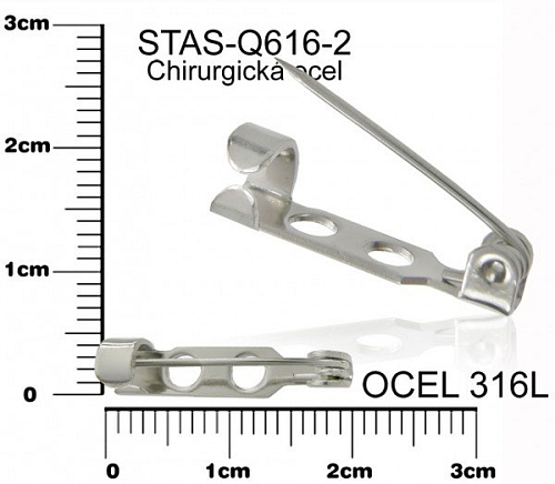 Špendlík na brož velikost 2cm. Mat. CHIRURGICKÁ OCEL. Ozn. Q616-2.