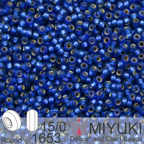 Korálky Miyuki Round 15/0. Barva 1653 Dyed SF S/L Dusk Blue. Balení 5g