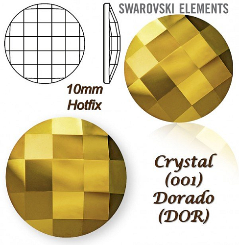 SWAROVSKI HOT-FIX 2035 tvar Chessboard CIRCLE FB 10mm Dorado