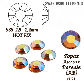 SWAROVSKI xilion rose HOT-FIX velikost SS8 barva TOPAZ AURORE BOREALE 