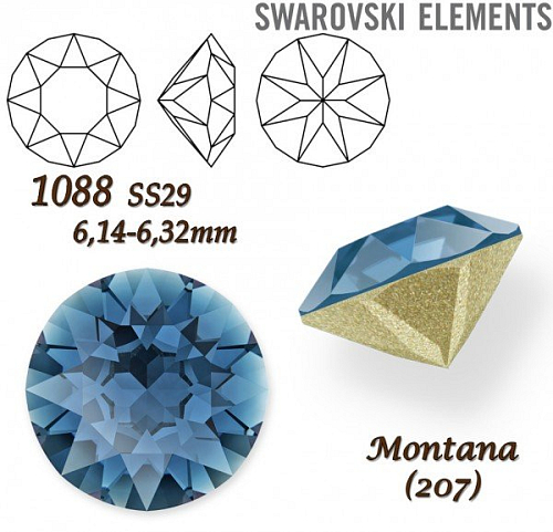 SWAROVSKI ELEMENTS 1088 XIRIUS Chaton SS29 (6,14-6,32mm) barva Montana (207).