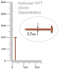 Ketlovací Nýt  velikost 20mm. Barva staroměděná.