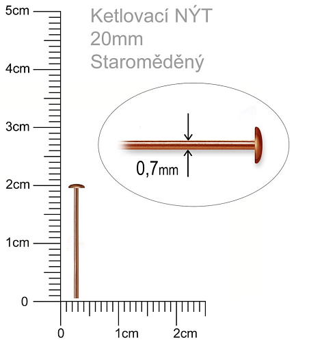 Ketlovací Nýt  velikost 20mm. Barva staroměděná.