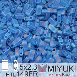 Korálky Miyuki Half Tila. Barva Matte Transparent Capri Blue AB HTL 149FR. Balení 3g