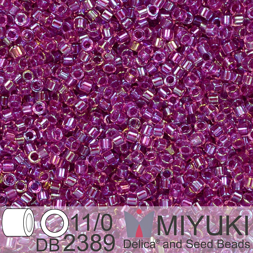 Korálky Miyuki Delica 11/0. Barva Inside Dyed Magenta  DB2389. Balení 5g.