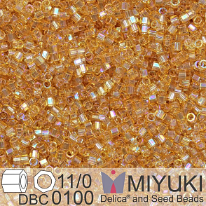Korálky Miyuki Delica (fazetované) 11/0. Barva Transparent Light Topaz AB Cut DBC0100. Balení 5g.