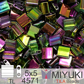 Korálky MIYUKI tvar TILA BEADS velikost 5x5mm. Barva TL-4571 Magic Orchid. Balení 5g.