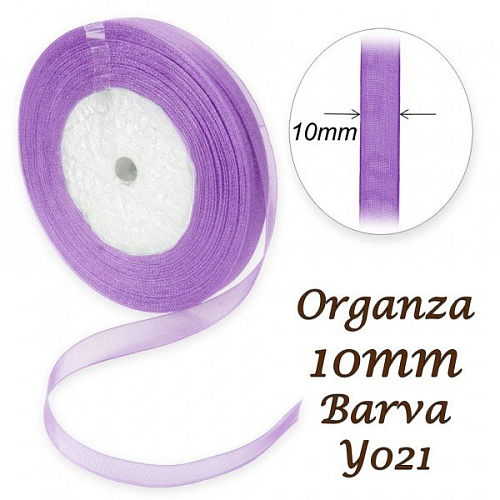 ORGANZA stuha šířka 10mm. Číslo Y021 barva FIALOVÁ.