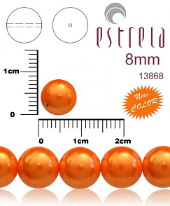 VOSKOVANÉ korále tvar kulatý. Velikost 8mm. Barva 13868 (oranžová pastelová) New COLOR. Balení 15ks na návleku. 